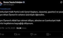 Cumhurbaşkanı Erdoğan’dan Altan Öymen için taziye mesajı