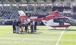 Amasya-1461 FK  maç öncesi stadyuma ambulans helikopter indi