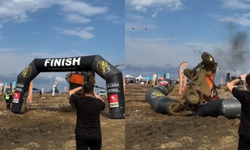 Finish çizgisini takla atarak geçtiler