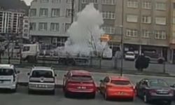 Trabzon'da seyir halindeki tüp kamyonunda korkutan patlama