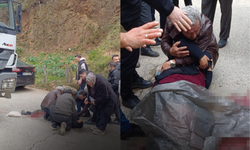 Trabzon plakalı hafriyat kamyonu cenaze törenine katılan kadına çarptı