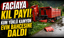 61 plakalı kamyon evin bahçesine girdi!