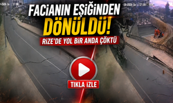 Yol bir anda yok oldu! Rize'de çökme anı kamerada