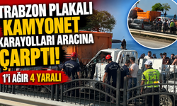 Trabzon plakalı kamyonet karayolları aracına arkadan çarptı!
