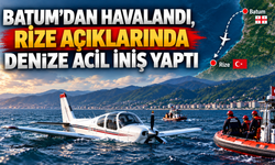 Batum’dan havalandı,Rize açıklarında denize indi