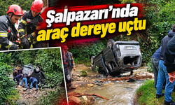 Trabzon’da korkutan kaza: Otomobil dereye uçtu