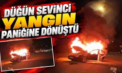 Sürücü son anda araçtan çıktı, otomobil tamamen yandı