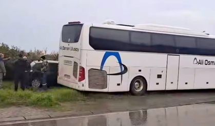Yolcu otobüsü otomobile çarptı: 1 yaralı