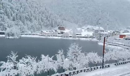 Uzungöl beyaza büründü: Kar kalınlığı 1 metreyi aştı