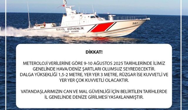 Artvin’de olumsuz hava şartları nedeniyle denize girmek yasaklandı