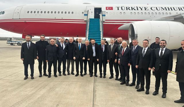 Recep Tayyip Erdoğan’ın Rize programının ardından uğurlanması sırasında Trabzon heyeti hazır bulundu