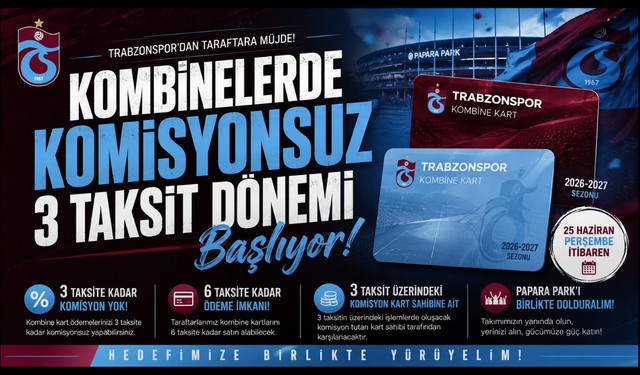 Kombinelerde komisyonsuz 3 taksit dönemi