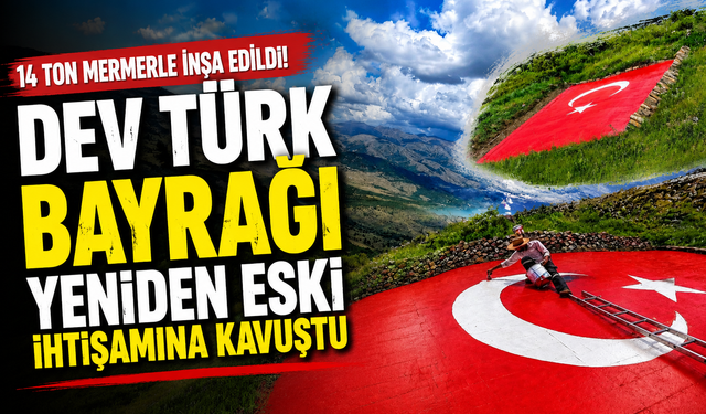 2 bin 200 metrede gurur tablosu! Dev Türk bayrağı yeniden hayat buldu