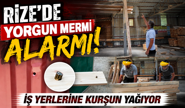 Facia kıl payı atlatıldı! Yorgun mermi çalışanın elindeki keresteye saplandı