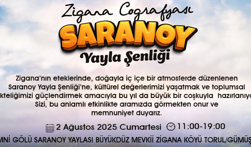 Zigana Coğrafyasında Kültür Coşkusu: Saranoy Yayla Şenliği 2 Ağustos'ta!