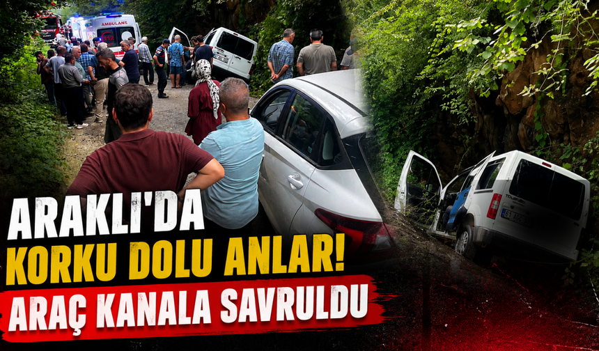 Araklı’da kontrolden çıkan araç kanala uçtu!