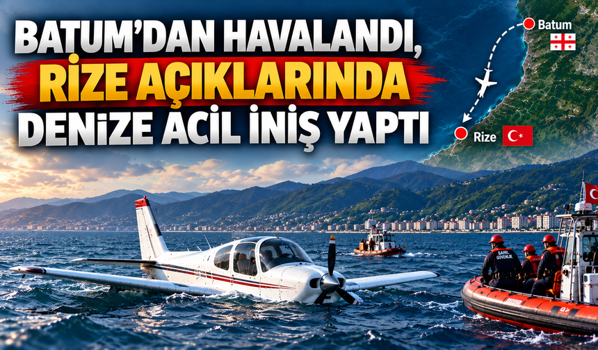 Batum’dan havalandı,Rize açıklarında denize indi
