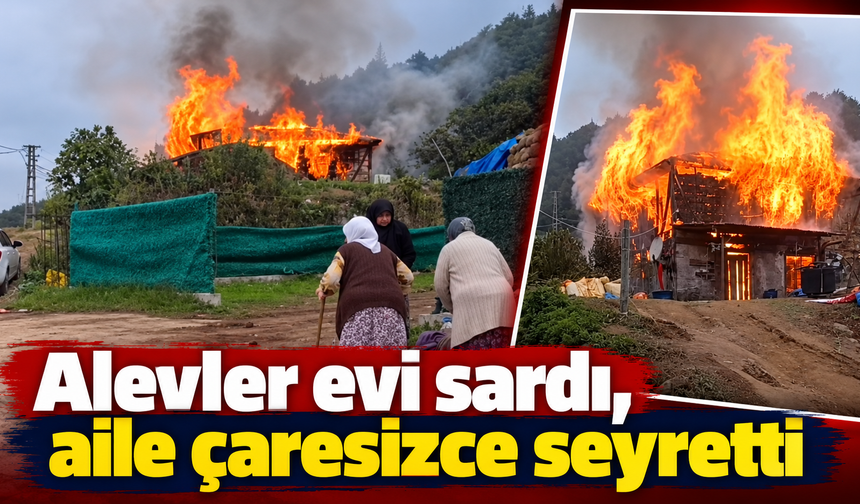 Alevler evi sardı, aile çaresizce seyretti