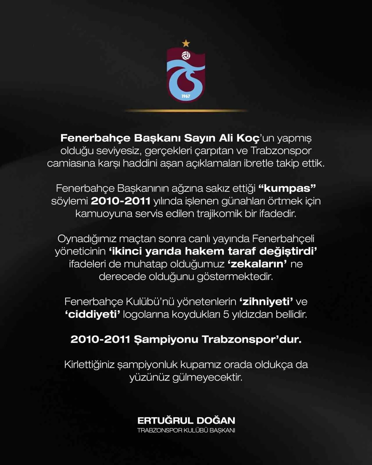Trabzonspor Baskani Ertugrul Dogandan Sert Aciklama 20250915 A W538568
